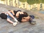 Drunk Trio Passed Out In The Street And Sleeping It Off
