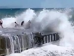 Dumbasses Get Smashed By Some Big Waves
