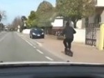 Electric Scooter Rider Eats Bumper
