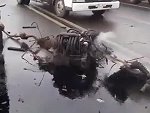 Engine Ripped From A Car Is Still Running
