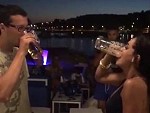 Girl Finishes Her Beer Before The Guy Has Even Started
