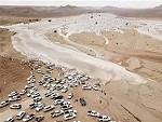 Great Shot Of Water Brought By Heavy Rain Filling Up The Dessert
