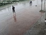 Guy Gets A Splash Taking A Whizz
