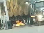 Is This Guy Actually Welding A Hay Truck At A Servo
