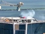 Just An F1 Ripping Skids On A Building Rooftop Helipad
