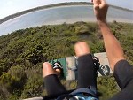 Kite Surfer Jumps An Island
