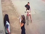 Little Dude On A Bike Robs Two Girls At Gunpoint
