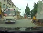 Little Dude Runs In Front Of A Bus And Mum Doesn't Even Flinch
