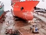 Loader Brought In To Halt A Ship
