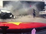 Mum Holding A Baby Runs An Out Of Control Truck Comes At Her
