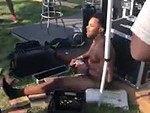 Naked Fucktard Wrecks A Festival Sound Booth
