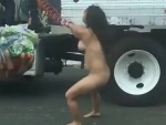 Naked Woman Hates Truck Or Something
