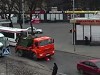 Old Woman Crosses A Garbage Truck And Loses