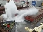Out Of Control Shipping Crane Destroys Itself
