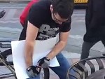 Patriot Prayer Supporter Mocked Trying To Tear Up An Antifa Sign
