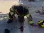 Poor Firefighter Takes One To The Face
