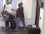 Poor Guy Whacked In A Salon Waiting For His GF
