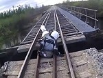Rail Road Breaks As Riders Try To Cross
