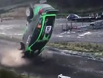 Rally Car Lands The Jump But Then Doesn't
