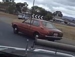 Retard Just Driving The Wrong Side Down The Highway
