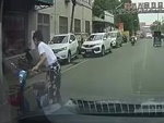 Scooter Mum Very Nearly Kills Her Little Kid
