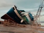 Ship Falls Off Its Hardstand
