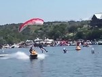 Skydiver Makes An Awesome Landing On A Jetski
