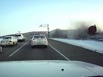 Spectacular Derailment Happens In Front Of Waiting Cars
