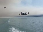 Spectacular View Of A Water Bomber Filling Up
