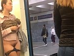 Subway Rider Letting Her Beav Breathe
