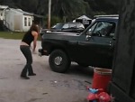 Taking It Out On Her Ex's Truck But There's A Twist
