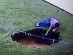 Terrifying Moment A Little Boy Falls Into A Sink Hole
