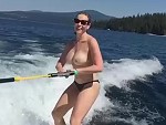 Topless Chick Skurfing Topless

