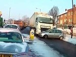 Truck Driver Doesn't Realise He's Hit A Car
