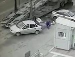 Truck Driver Knocks A Guy Down And Shit Gets Hairy
