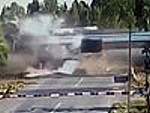 Truck Is Utterly Obliterated By A Speeding Train
