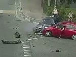 Unwitting Pedestrians Destroyed As Car Loses Control
