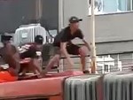 Young Bloke Falls Off A Bus Doing Stupid Shit
